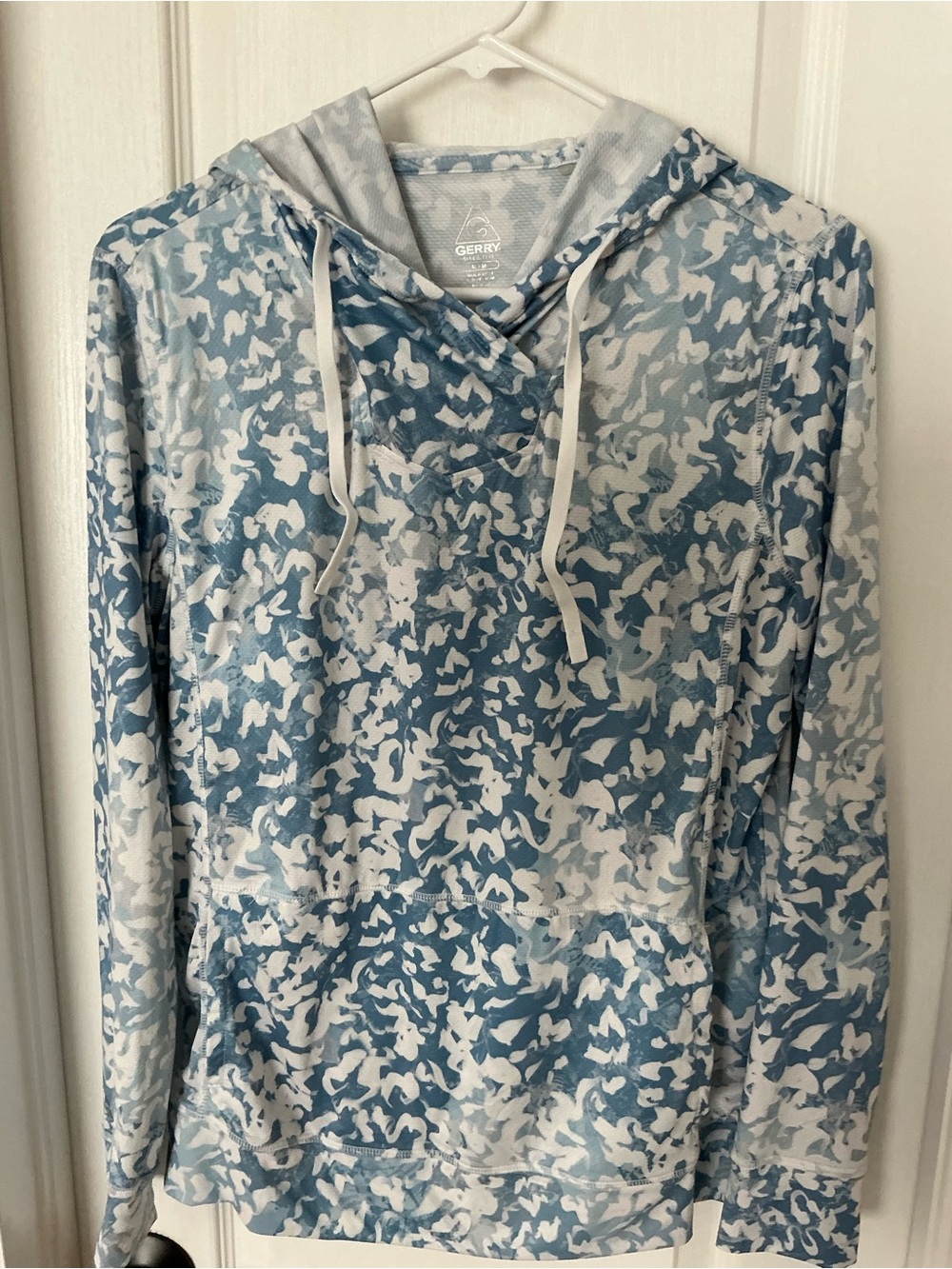 Gerry Blue and White Camouflage-Print Long Sleeve Hoodie